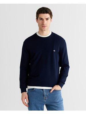 Gant Erkek Lacivert Standart Fit Bisiklet Yaka Triko 8925369T.433