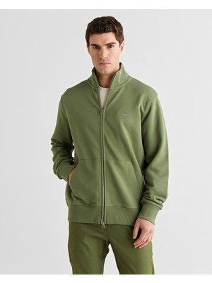 Gant Erkek Yeşil Fermuarlı Logolu Sweatshirt 2008006.379