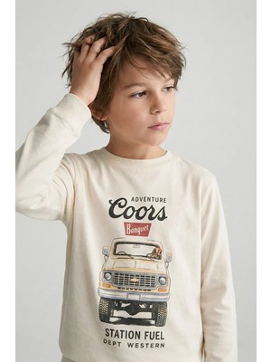 Dmb Boys & Girls Dmb Erkek Çocuk Baskılı Sweatshirt (4-9) Krem