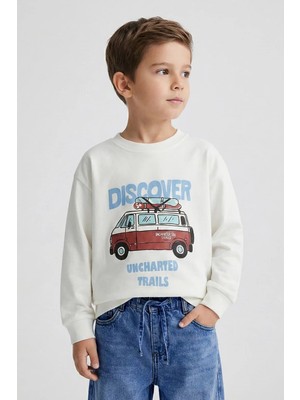Dmb Boys & Girls Dmb Erkek Çocuk Baskılı Sweatshirt (4-9) Ekru