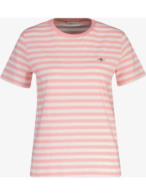 Gant Kadın Pembe Bisiklet Yaka Regular Fit Logolu T-Shirt 4200564.663