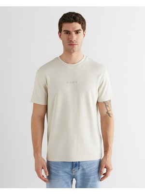Gant Erkek Bej Baskılı Kısa Kollu T-Shirt 2326124T.34