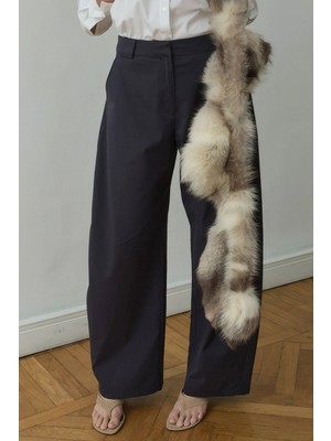 Suud Collection Lacivert Raffy Geniş Paça Pantolon