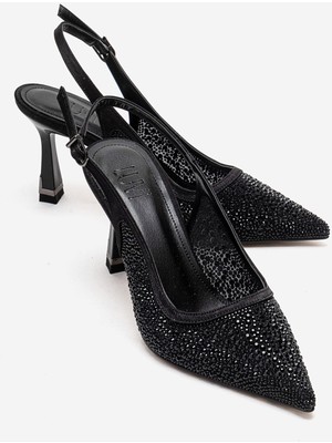 Luvi Frea Siyah Taşlı  Kadın Topuklu Ayakkabı