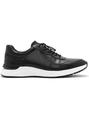 Derimod Erkek Siyah Bağcıklı Deri Casual Sneaker 26SFD692314