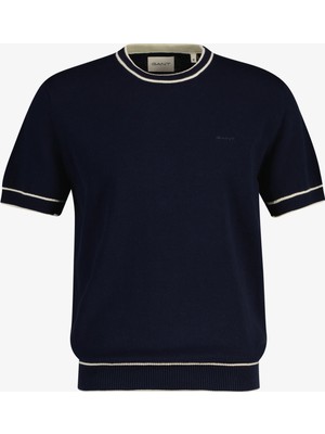 Gant Erkek Lacivert Regular Fit Kısa Kollu Triko 8030289.433