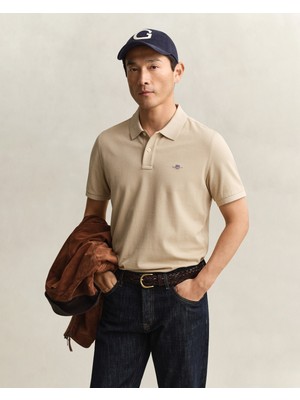 Gant Erkek Bej Regular Fit Logolu Polo Yaka T-Shirt 2210.200