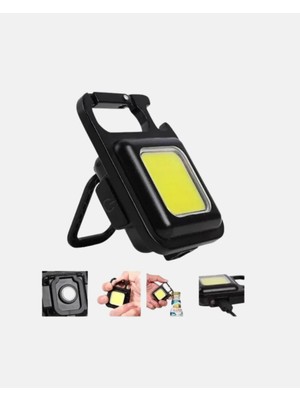 Mestore Şarjlı Cob LED Anahtarlık Fener – 4 Modlu, Manyetik ve Katlanabilir Standlı