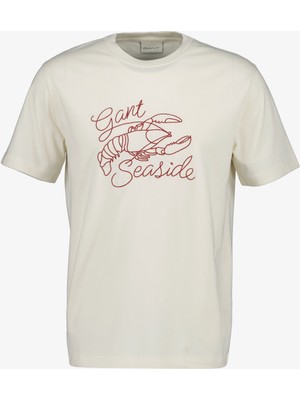 Gant Erkek Krem Bisiklet Yaka Regular Fit T-Shirt 2003443.130