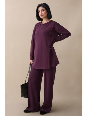 inStyle Yırtmaçlı Bağlamalı Mürdüm Oyşo Takım