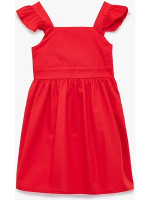 Koton Fırfırlı Askılı Kuşaklı Kırmızı Kız Bebek Elbise 6SMG80039AW