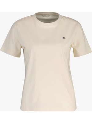 Gant Kadın Krem Bisiklet Yaka Regular Fit Logolu T-Shirt 4200200.119
