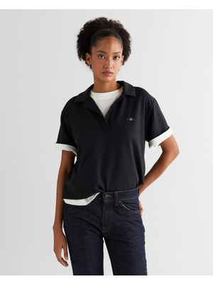 Gant Kadın Siyah Relaxed Fit Polo Yaka Polo 42425314T.5