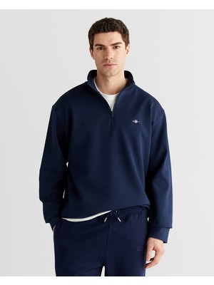 Gant Erkek Lacivert Relaxed Fit Yarım Fermuarlı Sweatshirt 2525398T.433