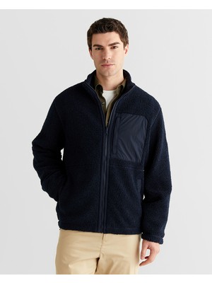 Gant Erkek Lacivert Fermuarlı Çift Taraflı Polar Sweatshirt 2067087.433