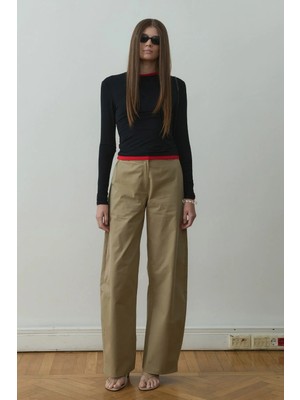 Suud Collection Haki Raffy Geniş Paça Pantolon