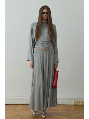 Suud Collection Gri Sophia Yarasa Kol Bluz