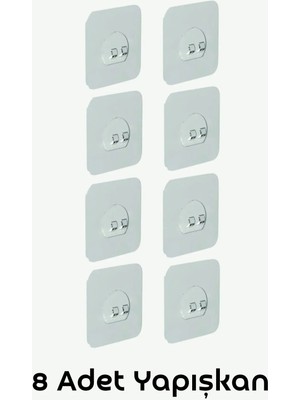 Banio Home - Güçlü Kendinden Yapışkanlı Kancalar Köşe Rafı Banyo Rafı, Duş Rafı Kancası, Su Geçirmez Askı 8 Adet