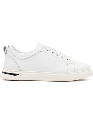 Derimod Erkek Beyaz Bağcıklı Kalın Tabanlı Deri Sneaker 26SFD661018