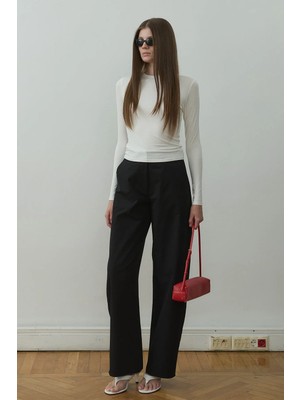 Suud Collection Siyah Raffy Geniş Paça Pantolon