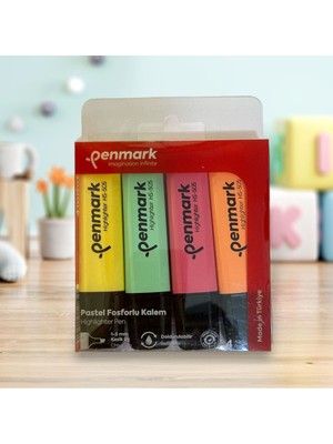 Penmark Fosforlu Kalem 4 Lü Asetat Karışık Renk Pastel Blisterli Set