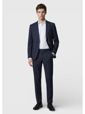 Ramsey Antrasit Düz Modern Fit %100 Yün Takım Elbise