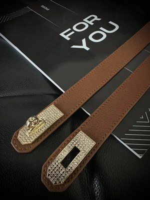 Fiori Kilit Tokalı Taşlı Ince Lastikli Kadın Pantolon Kemeri, Ceket Kemeri, Gömlek Kemeri, Elbise Kemeri