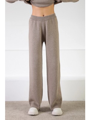 Ferraro Vizon Yüksek Bel Cepsiz Kaşmirli Kadın Triko Pantolon