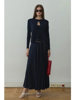 Suud Collection Lacivert Cosie Düğmeli Hırka