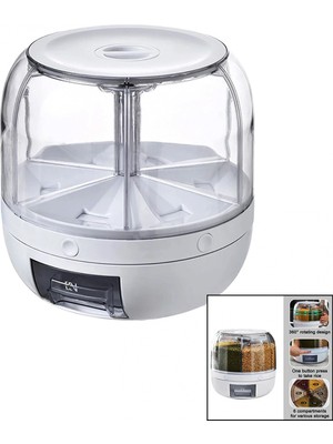 MiraLive 360° Dönebilen Gıda Organizeri 6 Bölmeli - 6kg. Otomatik Düğme Musluk (4887)