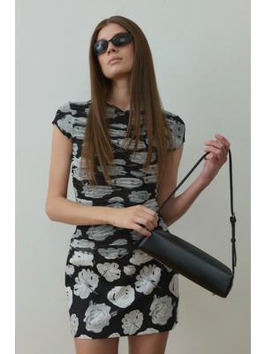 Suud Collection Siyah Rozze Büzgülü Bluz