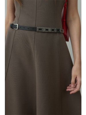 Suud Collection Siyah Metal Parça Detaylı Kemer