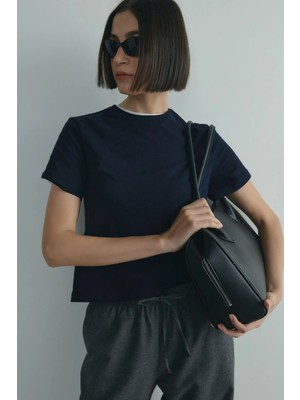 Suud Collection Lacivert Pamuklu Basic Tişört