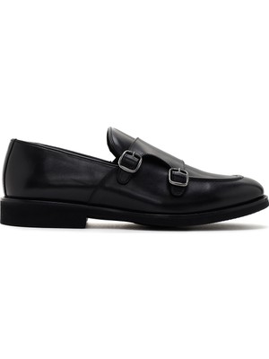 Derimod Erkek Siyah Çift Tokalı Deri Casual Loafer 26SFD740218