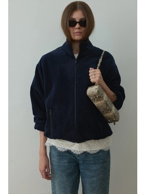 Suud Collection Lacivert Anu Oversize Fermuarlı Ceket