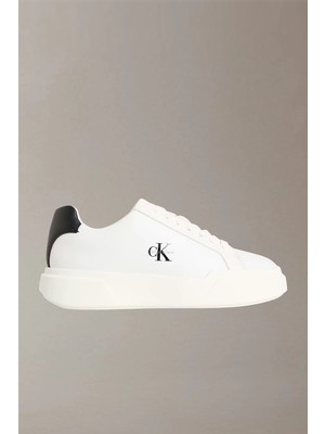 Calvin Klein Chunky Cupsole Bağcıklı Deri Kadın Siyah Sneaker YW0YW01947-06X