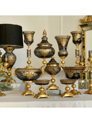 Dekor Arya Napoli̇ 12 Parça Salon Konsol Aksesuar Seti Füme