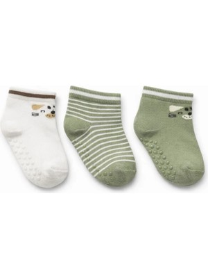 Solde 3’lü Çocuk Pamuklu Günlük Çorap – Çizgili & Figürlü, Kaliteli