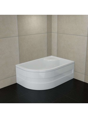 Sırduş 120X80X44 Asimetrik Sol Oturmalı Mini Küvet, Beyaz