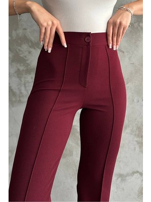 Yüksek Bel Çimalı Krep Kumaş Palazzo Pantolon