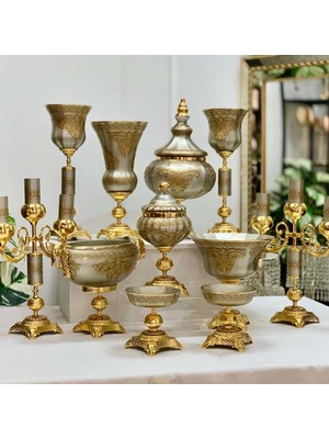 Dekor Arya Napoli̇ 11 Parça Salon Konsol Aksesuar Seti̇ Platin