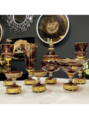 Dekor Arya Milano 7 Parça Salon Konsol Aksesuar Seti̇ Kahve