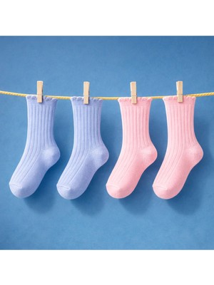 Solde Premium Kız Bebek Soket Çorap 2’li Deneme Paketi – Pastel Renkler
