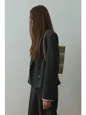 Suud Collection Füme Ash Kruvaze Blazer Ceket