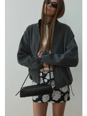 Suud Collection Füme Anu Oversize Fermuarlı Polar Hırka