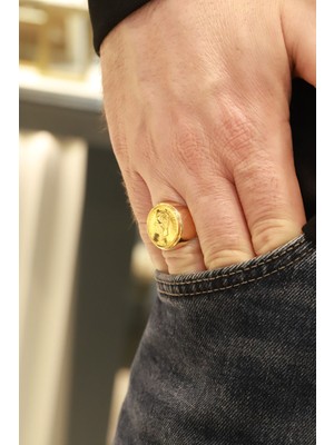 Aydın Kuyumculuk 14 Ayar Altın,yarım Altınlı Erkek Yüzük AGYZK305