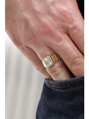 Aydın Kuyumculuk 14 Ayar Altın,taşlı Erkek Yüzüğü AGYZK315