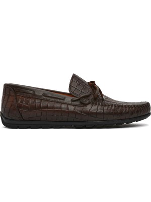 Derimod Erkek Kahverengi Kroko Deri Loafer 26SFD7544E3
