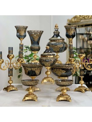 Dekor Arya Napoli̇ 11 Parça Salon Konsol Aksesuar Seti̇ Füme