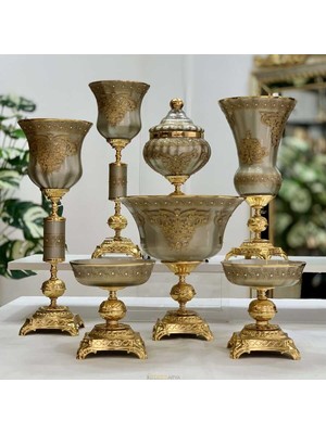 Dekor Arya Napoli̇ 7 Parça Salon Aksesuar Seti̇ Platin